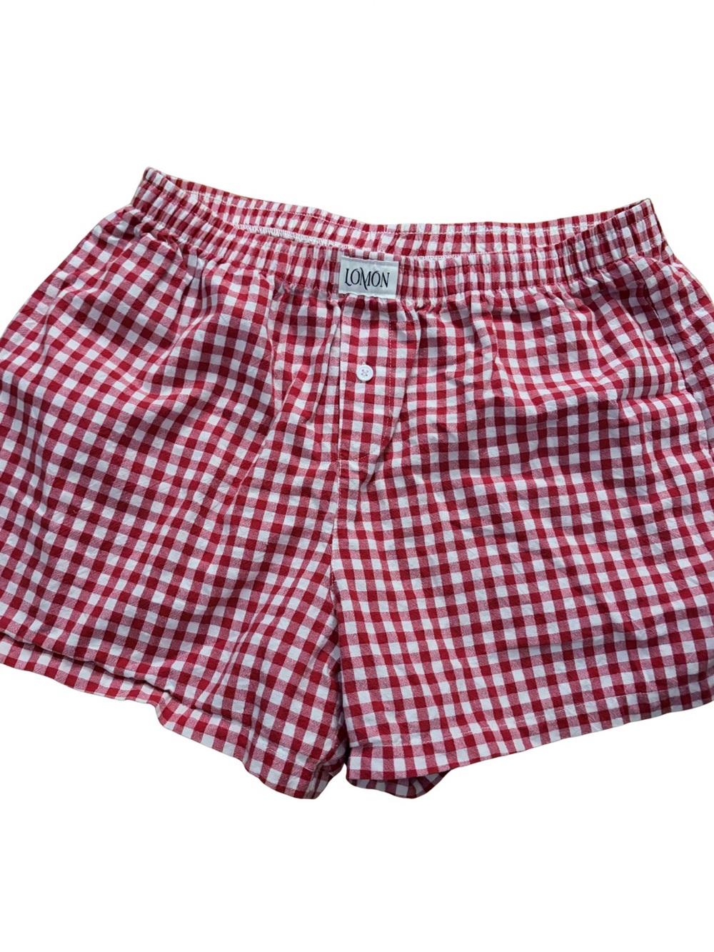 LOMON Red & White Gingham Boxer Shorts